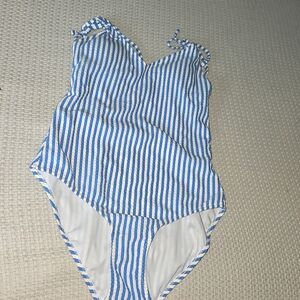 Jessica Simpson Blue and White Striped Swimsuit